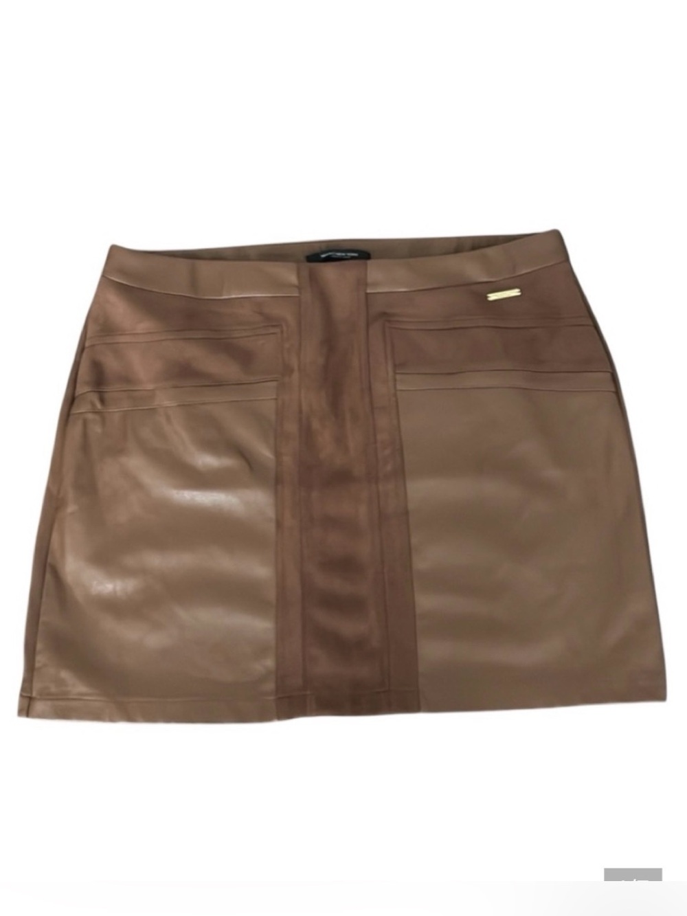 MARC NEW YORK FAUX LEATHER SUEDE SKIRT STRETCH BROWN XL